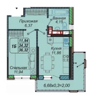 1-комнатная квартира